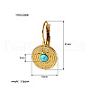 Vintage Stainless Steel Pave Synthetic Turquoise Flat Round Leverback Earrings for Women QF4931-6-1