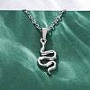 Snake 304 Stainless Steel Pendant Necklaces NJEW-M096-03P-4