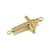 Brass Clear Cubic Zirconia Cross Connector Charms ZIRC-I070-003G-2