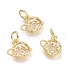 Brass Micro Pave Cubic Zirconia Pendants X-KK-P187-06G-1