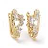 Brass Micro Pave Cubic Zirconia Hoop Earring Findings with Latch Back Closure ZIRC-G158-05G-1