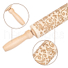 Flower Print Wood Rolling Pin AJEW-WH0528-07-3