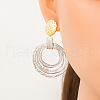 304 Stainless Steel Two Tone Dangle Stud Earrings EJEW-M104-01C-PG-1