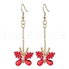 Handmade Glass Seed Beads Butterfly Dangle Earrings EJEW-MZ00445-04-2