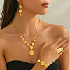 Luxurious Middle Eastern Style Brass Bracelets & Earrings & Necklaces & Rings Sets for Women's Parties HJ1470-1