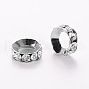 Flat Round Alloy Rhinestone Bead Spacers ALRI-E134-02P-1