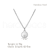 Simple Stainless Steel Pave Clear Cubic Zirconia Flat Round Pendant Necklaces for Women's Daily Wear AQ5900-1-1