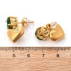 Heart 304 Stainless Steel Micro Pave Cubic Zirconia Dangle Stud Earrings EJEW-V016-01G-03-5