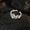 Flower 925 Sterling Silver Adjustable Cuff Rings for Women FS-WG85A8F-01-2