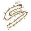 304 Stainless Steel Twisted Chain Necklaces with Moon Star Charm Tassel NJEW-R023-05G-4