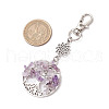 Natural Amethyst Chips Beads & Alloy Tree of Life Pendant Decorations HJEW-JM03128-01-3