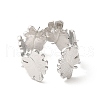 304 Stainless Steel Maple Leaf Open Cuff Ring for Women RJEW-E063-18P-3