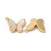 Brass Pave Shell Butterfly Charms KK-K378-30G-2
