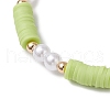 Handmade Polymer Clay Beads with ABS Plastic Imitation Pearl Beads and Brass Spacer Beads and Korean Elastic Crystal Thread Bracelets BJEW-JB11780-02-3