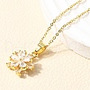 Flower Brass Micro Pave Clear Cubic Zirconia Stud Earrings & Pendant Necklaces Sets SJEW-Z002-04G-2