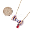 3Pcs 3 Colors Glass Seed Beaded Bowknot Pendant Necklace NJEW-MZ00091-4
