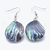 Abalone Shell/Paua Shell Dangle Earrings EJEW-P148-13-01-1