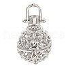 Rack Plating Brass Bead Cage Pendants KK-D025-01E-P-1