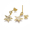 Brass Micro Pave Cubic Zirconia(Random Mixed Color) Dangle Ear Studs EJEW-S201-103A-2