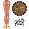 Brass Wax Seal Stamp with Handle AJEW-WH0184-0406-1