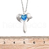 Brass Cubic Zirconia Wing Cross Pendant Necklaces for Women NJEW-C067-07P-02-5