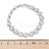 Brass Micro Pave Clear Cubic Zirconia Flat Round Link Chain Bracelets for Women BJEW-A034-01P-4
