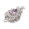 Brass Pave Cubic Zirconia Connector Charms KK-Z051-04P-02-2