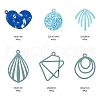 24Pcs 6 Style Blue Series Spray Painted Alloy Pendants FIND-LS0001-62-3