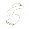 Natural Shell Word Mom Pendant Necklace with Golden Brass Cable Chains for Mother's Day NJEW-JN04151-01-4