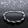 Exquisite Silver Plated Brass Cubic Zirconia Link Bracelets BJEW-BB00758-3