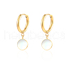 Elegant 304 Stainless Steel Shell Flat Round Dangle Hoop Earrings for Women's Daily Wear MT5362-1