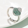 Sacred Heart Brass Micro Pave Cubic Zirconia Cuff Rings for Women RJEW-B117-01P-2