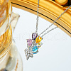 Brass Colorful Cubic Zirconia Flower Pendant Necklaces FS-WG69036-02-1