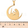 304 Stainless Steel Moon with Woman Pendant Necklaces for Ramadan & Eid Mubarak NJEW-D318-02G-5