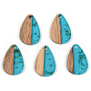 Transparent Resin & Walnut Wood Pendants RESI-S389-027A-B03-1