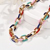 304 Stainless Steel Colorful Enamel Curb Chain Necklaces for Women NJEW-P328-01G-1
