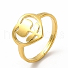 Ion Plating(IP) 304 Stainless Steel Heart with Flower Adjustable Ring for Women RJEW-B027-30G-1