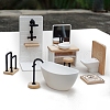 Wood Bathroom Set Miniature Ornaments PW-WG7DB36-01-2