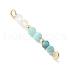 Faceted Round Natural Quartz Crystal & Amazonite & Apatite Beaded Connector Charms PALLOY-JF03530-03-2