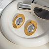 Fashionable Stainless Steel Two Tone Oval Stud Earrings NB1890-2