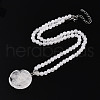 Natural Quartz Crystal 4.5mm Round Beaded Rock Crystal Flower Pendant Necklaces NJEW-T016-04P-3
