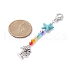 Glass & Starfish Synthetic Turquoise Pendants Decorations HJEW-JM01396-3