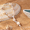 Bohemian Style Natural Cowrie Shell & Plastic Imitation Pearl & Waxed Cord Adjustable Toe Ring Anklets FS-WG74F62-01-2