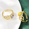 316 Stainless Steel with Natural Mixed Gemstone Cuff Rings RJEW-Z098-01G-08-2