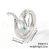Snake-shaped Brass Pave Cubic Zirconia Cuff Open Rings TG0256-2-1