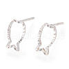 925 Sterling Silver Hollow Fish Stud Earrings STER-T005-06-4