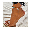 Bohemian Style Natural Shell & Synthetic Turquoise Beaded Anklets Alloy Starfish Charm Anklets for Summer Beach WG85091-01-1