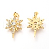 Brass Micro Pave Clear Cubic Zirconia Pendants ZIRC-O036-18G-2