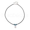 Glass Seed Beaded & Alloy Triangle Evil Eye Pendant Necklaces NJEW-MZ00110-6