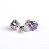 Flat Round 304 Stainless Steel Cubic Zirconia Stud Earrings EJEW-H306-43-5mm-1